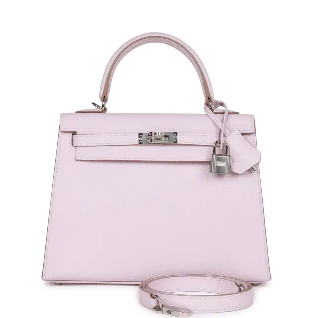 Hermes Kelly Sellier 25 Mauve Pale Epsom Palladium Hardware