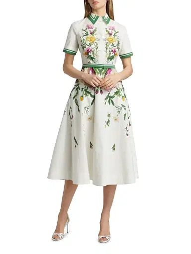 Teri Jon by Rickie Freeman Women's Floral Cotton Shirtdress - Ivory Multi | Thumbnail 3 Teri Jon by Rickie Freeman Women's Floral Cotton Shirtdress - Ivory Multi | Thumbnail 3