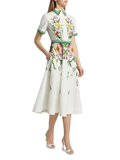 Teri Jon by Rickie Freeman Women's Floral Cotton Shirtdress - Ivory Multi | Thumbnail 4 Teri Jon by Rickie Freeman Women's Floral Cotton Shirtdress - Ivory Multi | Thumbnail 4