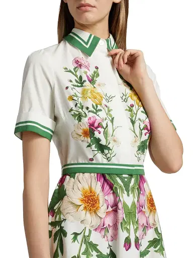 Teri Jon by Rickie Freeman Women's Floral Cotton Shirtdress - Ivory Multi | Thumbnail 6 Teri Jon by Rickie Freeman Women's Floral Cotton Shirtdress - Ivory Multi | Thumbnail 6
