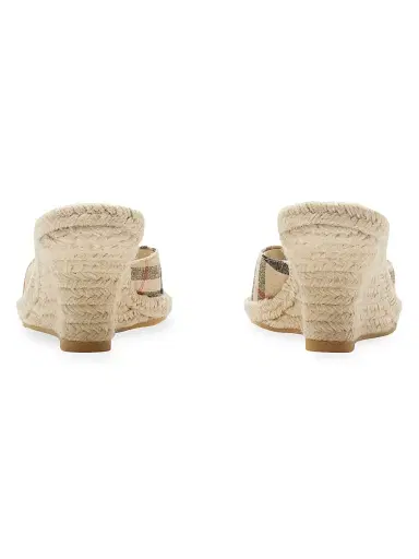 Burberry Women's Mews 65MM Check Espadrille Wedge Sandals - Sand Ip Check - Size 10 | Thumbnail 3