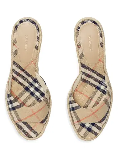Burberry Women's Mews 65MM Check Espadrille Wedge Sandals - Sand Ip Check - Size 10 | Thumbnail 4