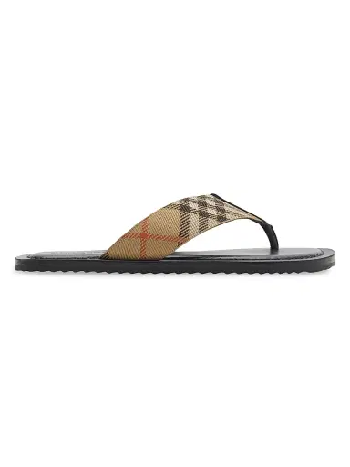 Burberry Men's Check Pavilion Sandals - Sand Check - Size 13 | Thumbnail 1