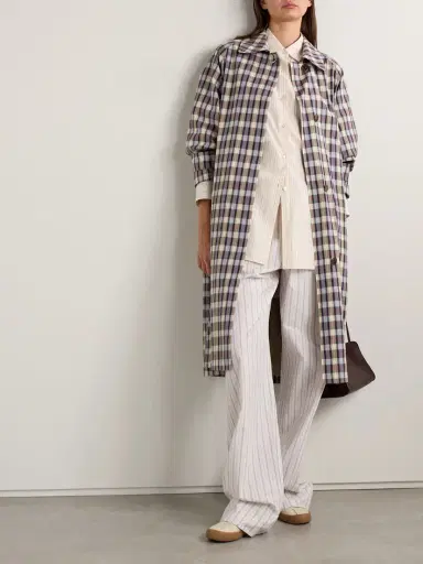 The Row Tavishina Checked Silk And Cotton-blend Poplin Coat | Thumbnail 2 The Row Tavishina Checked Silk And Cotton-blend Poplin Coat | Thumbnail 2