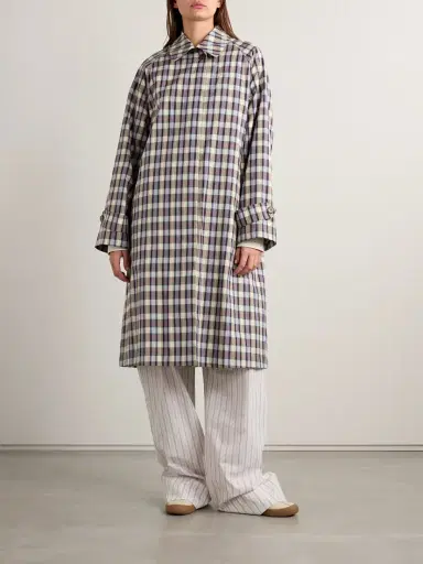The Row Tavishina Checked Silk And Cotton-blend Poplin Coat | Thumbnail 3 The Row Tavishina Checked Silk And Cotton-blend Poplin Coat | Thumbnail 3