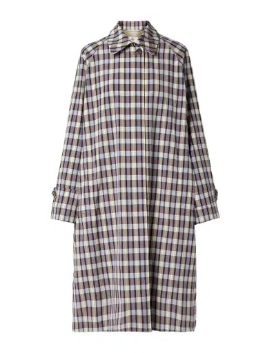 The Row Tavishina Checked Silk And Cotton-blend Poplin Coat | Thumbnail 1 The Row Tavishina Checked Silk And Cotton-blend Poplin Coat | Thumbnail 1