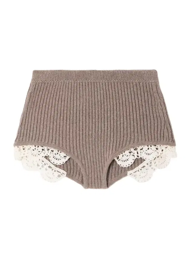 Crocheted Cotton Lace-trimmed Ribbed Cashmere Shorts