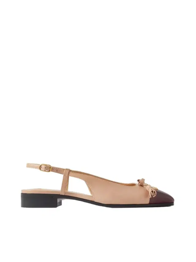 Logo-embellished Tasseled Leather Slingback Ballet Flats