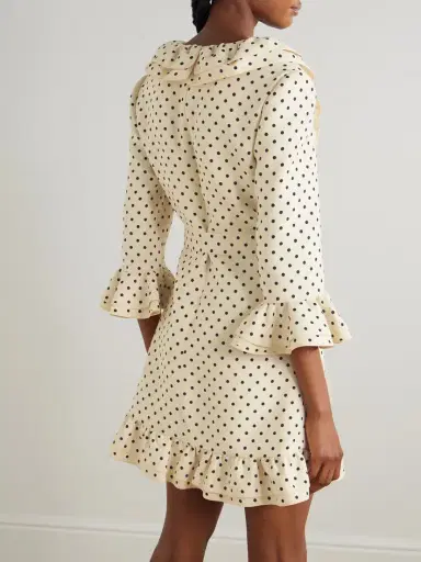 Valentino Garavani Belted Ruffled Polka-dot Wool And Silk-blend Mini Dress | Thumbnail 4 Valentino Garavani Belted Ruffled Polka-dot Wool And Silk-blend Mini Dress | Thumbnail 4