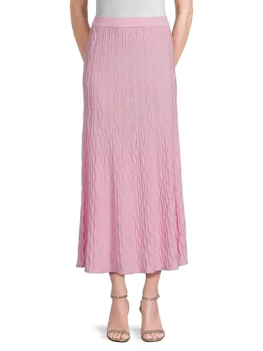 Misook Women's Raised Geometric-Patterned Flared Midi-Skirt - Soft Blush | Thumbnail 3 Misook Women's Raised Geometric-Patterned Flared Midi-Skirt - Soft Blush | Thumbnail 3