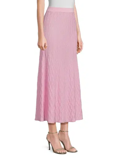 Misook Women's Raised Geometric-Patterned Flared Midi-Skirt - Soft Blush | Thumbnail 4 Misook Women's Raised Geometric-Patterned Flared Midi-Skirt - Soft Blush | Thumbnail 4