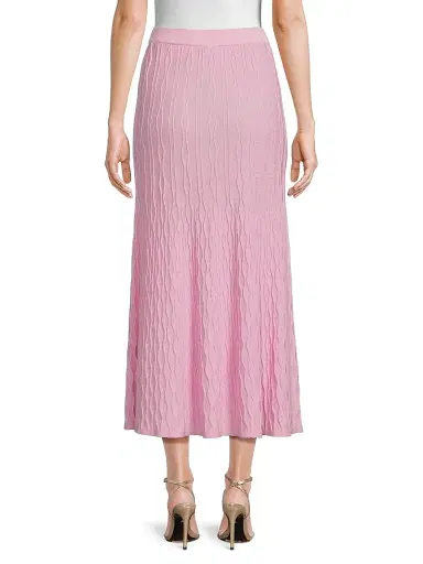 Misook Women's Raised Geometric-Patterned Flared Midi-Skirt - Soft Blush | Thumbnail 5 Misook Women's Raised Geometric-Patterned Flared Midi-Skirt - Soft Blush | Thumbnail 5