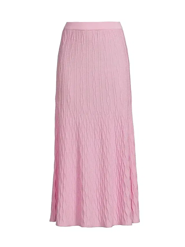 Women's Raised Geometric-Patterned Flared Midi-Skirt - Soft Blush