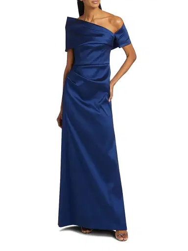 Teri Jon by Rickie Freeman Women's Asymmetrical Stretch Mikado Off-The-Shoulder Gown | Thumbnail 3 Teri Jon by Rickie Freeman Women's Asymmetrical Stretch Mikado Off-The-Shoulder Gown | Thumbnail 3