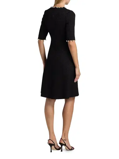 Teri Jon by Rickie Freeman Women's Imitation Pearl-Trimmed Bouclé Cocktail Dress - Black White | Thumbnail 5 Teri Jon by Rickie Freeman Women's Imitation Pearl-Trimmed Bouclé Cocktail Dress - Black White | Thumbnail 5