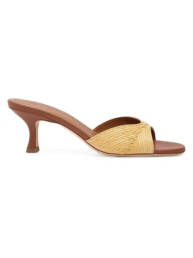 Staud Women's Brigitte 55MM Raffia Slip-On Sandals - Natural Raffia