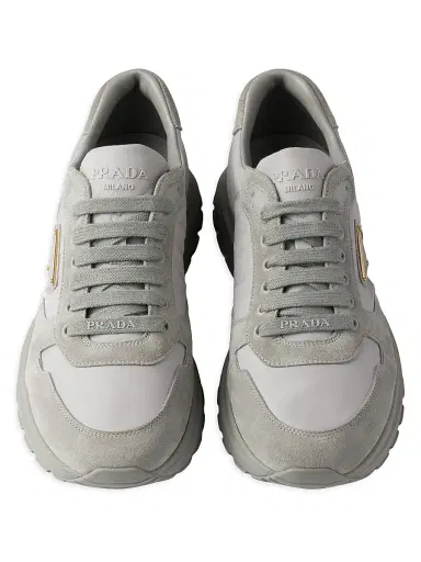Prada Men's Prax 2.0 Re-Nylon and Suede Sneakers - Grey - Size 12 | Thumbnail 2