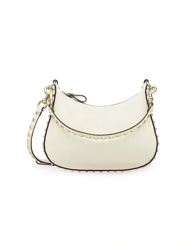 Women's  Rockstud Hobo Bag In Grainy Calfskin -