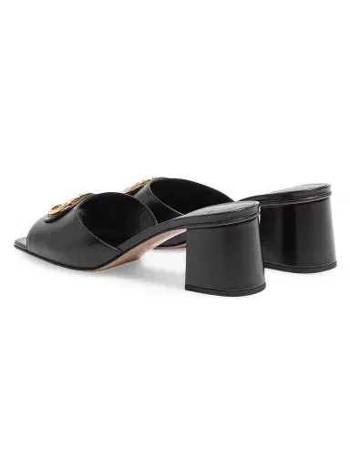 Valentino Garavani Women's VLogo Signature 60MM Slide Sandals in Calfskin - Black | Thumbnail 3