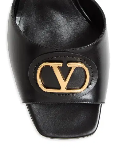 Valentino Garavani Women's VLogo Signature 60MM Slide Sandals in Calfskin - Black | Thumbnail 5