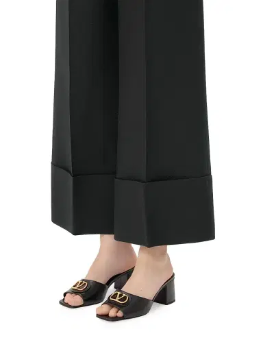 Valentino Garavani Women's VLogo Signature 60MM Slide Sandals in Calfskin - Black | Thumbnail 7