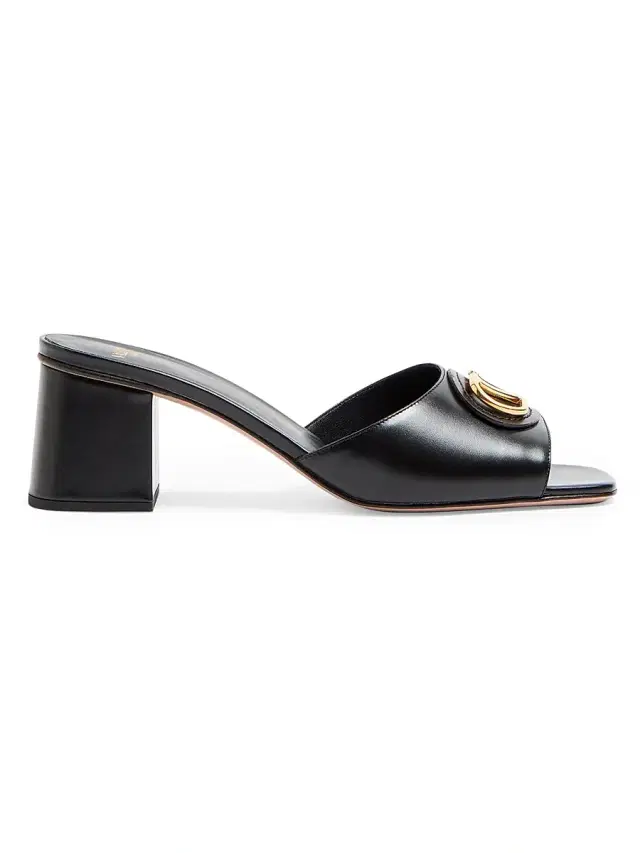 Women's VLogo Signature 60MM Slide Sandals in Calfskin - Black