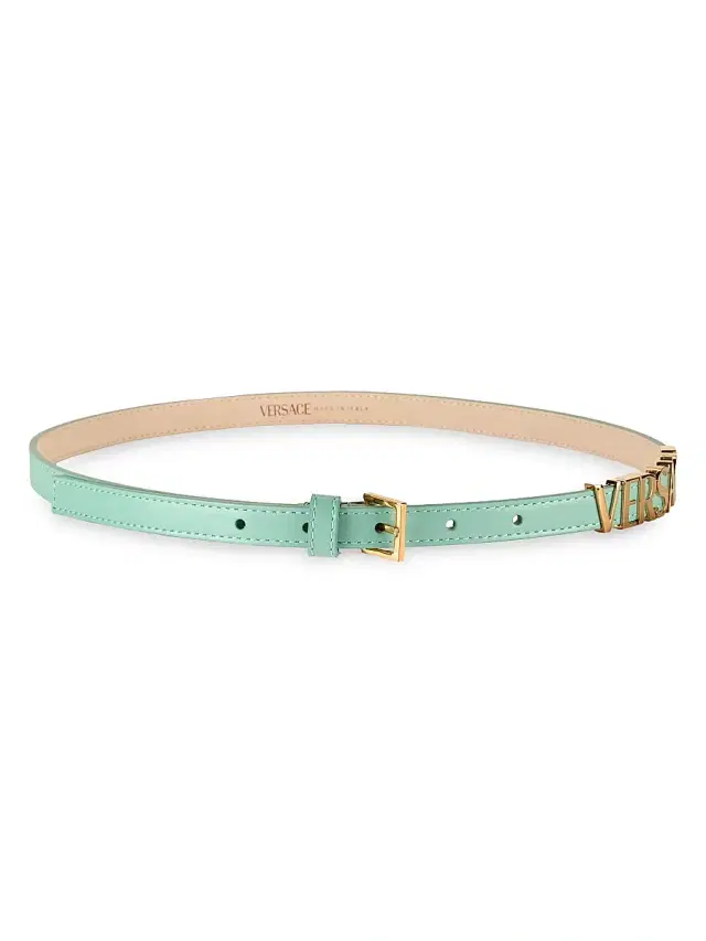 Women's Logo Leather 15MM Belt - Sea Green Gold