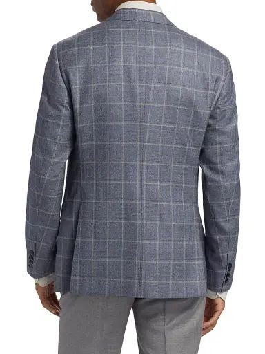Giorgio Armani Men's Windowpane Plaid Wool Sport Coat - Blue Tan - Size 40 | Thumbnail 5 Giorgio Armani Men's Windowpane Plaid Wool Sport Coat - Blue Tan - Size 40 | Thumbnail 5