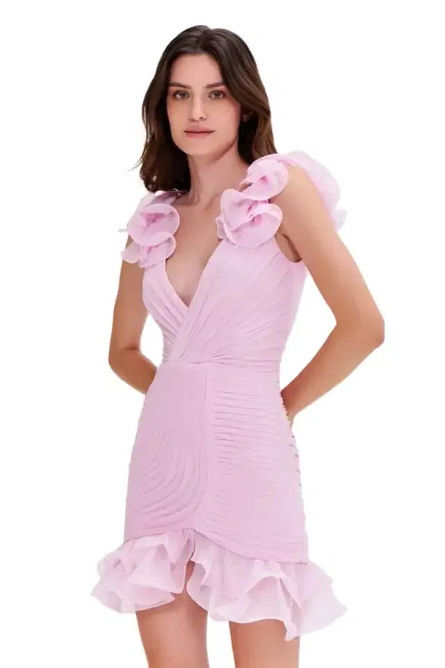 PatBo SILK PLISSE FLUTTER MINI DRESS