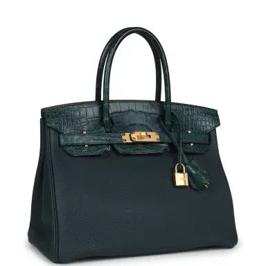 HERMÈS Hermes Birkin 30 Vert Cypress Togo and Matte Alligator Touch Gold Hardware | Thumbnail 2 HERMÈS Hermes Birkin 30 Vert Cypress Togo and Matte Alligator Touch Gold Hardware | Thumbnail 2