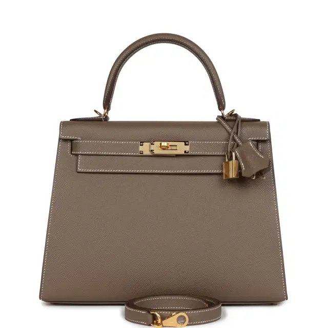 hermes Hermes Kelly Sellier 28 Etoupe Epsom Gold Hardware