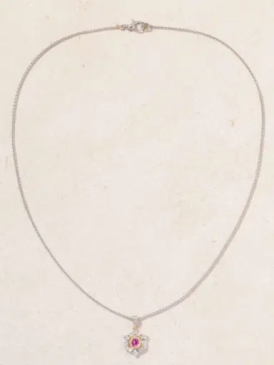 Buccellati 14-karat White And Yellow Gold Diamond And Sapphire Necklace | Thumbnail 4 Buccellati 14-karat White And Yellow Gold Diamond And Sapphire Necklace | Thumbnail 4