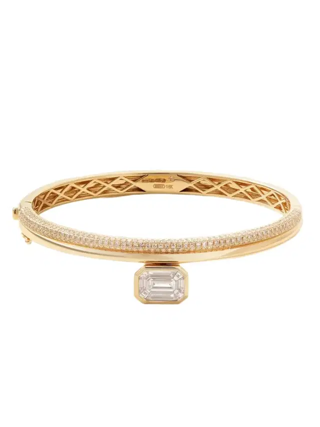 Floating Bezel 18-karat Gold Diamond Bangle