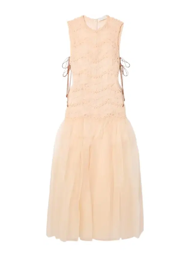 Illuminate Macramé And Tulle-trimmed Gathered Silk-organza Gown