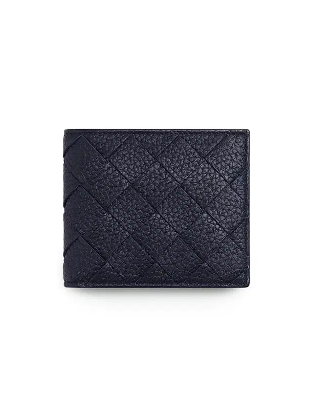 Men's Intrecciato Leather Bi-Fold Wallet - Nocturnal Silver