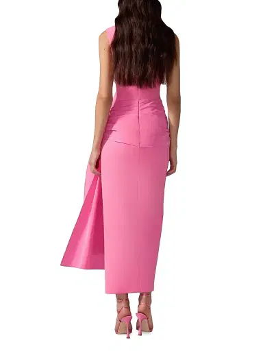 Carolina Herrera Women's Hip Sash Sleeveless Column Gown - Happy Pink | Thumbnail 3