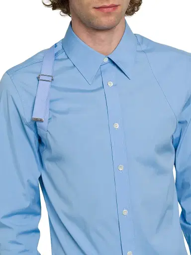 Alexander McQueen Men's Logo Stretch Cotton Tape Harness Shirt - Jermyn Street Blue - Size 17.5 | Thumbnail 6