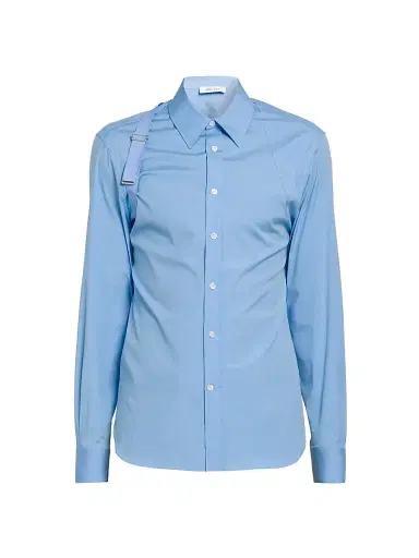 Alexander McQueen Men's Logo Stretch Cotton Tape Harness Shirt - Jermyn Street Blue - Size 17.5 | Thumbnail 1