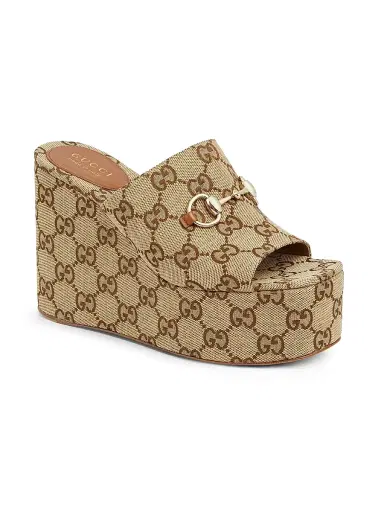 Gucci Women's Carmen Canvas Slip-On Platform Sandals - Brown - Size 11.5 | Thumbnail 2 Gucci Women's Carmen Canvas Slip-On Platform Sandals - Brown - Size 11.5 | Thumbnail 2
