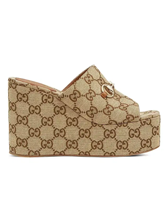 Gucci Women's Carmen Canvas Slip-On Platform Sandals - Brown