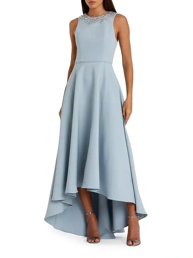 Mac Duggal Women's Ieena Embellished Crepe High-Low Gown - Powder Blue