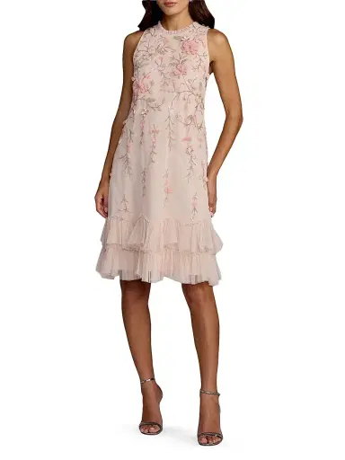 Mac Duggal Women's Cocktail Floral Embellished Chiffon Tiered Dress - Peach - Size 16 | Thumbnail 1 Mac Duggal Women's Cocktail Floral Embellished Chiffon Tiered Dress - Peach - Size 16 | Thumbnail 1