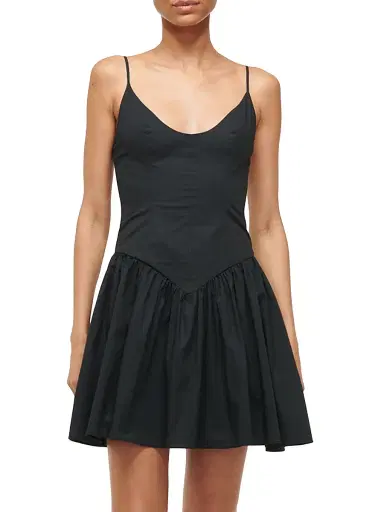 Staud Women's Dena Stretch-Cotton Fit & Flare Minidress - Black - Size 12 | Thumbnail 3