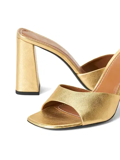Staud Women's Sloane 95MM Metallic Leather Sandals - Gold | Thumbnail 4 Staud Women's Sloane 95MM Metallic Leather Sandals - Gold | Thumbnail 4