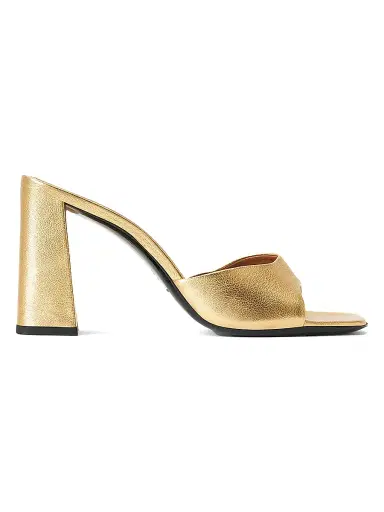 Staud Women's Sloane 95MM Metallic Leather Sandals - Gold | Thumbnail 1 Staud Women's Sloane 95MM Metallic Leather Sandals - Gold | Thumbnail 1