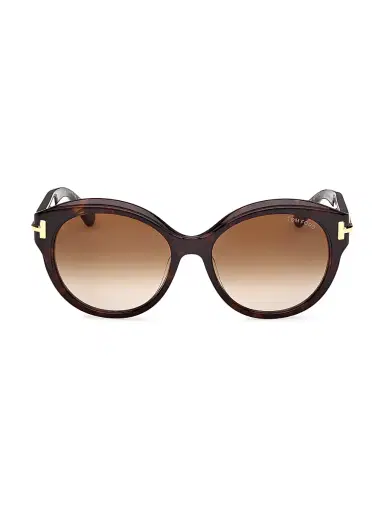 Tom Ford Women's ICON 57MM Round Sunglasses - Dark Havana Brown | Thumbnail 2 Tom Ford Women's ICON 57MM Round Sunglasses - Dark Havana Brown | Thumbnail 2