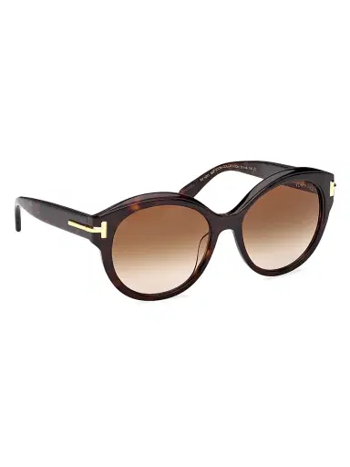 Tom Ford Women's ICON 57MM Round Sunglasses - Dark Havana Brown | Thumbnail 8 Tom Ford Women's ICON 57MM Round Sunglasses - Dark Havana Brown | Thumbnail 8