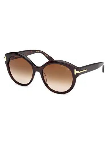 Tom Ford Women's ICON 57MM Round Sunglasses - Dark Havana Brown | Thumbnail 1 Tom Ford Women's ICON 57MM Round Sunglasses - Dark Havana Brown | Thumbnail 1
