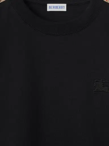 Burberry Men's Check Shoulder Cotton T-Shirt - Black - Size XXL | Thumbnail 3 Burberry Men's Check Shoulder Cotton T-Shirt - Black - Size XXL | Thumbnail 3