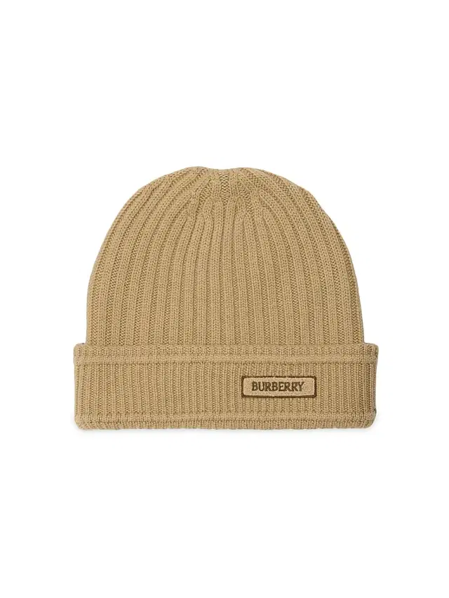 Burberry Women's Rib-Knit Wool Beanie - Sand